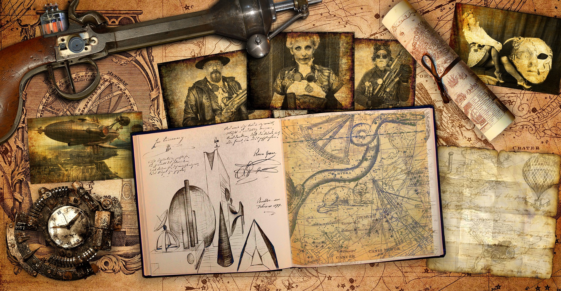 steampunk-stôl-mapy-kniha-posúvať-4707516-freepixabay